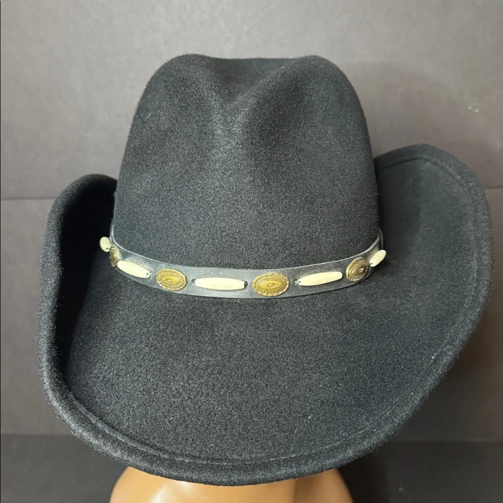 Vintage Black Wool Scala Western Hat